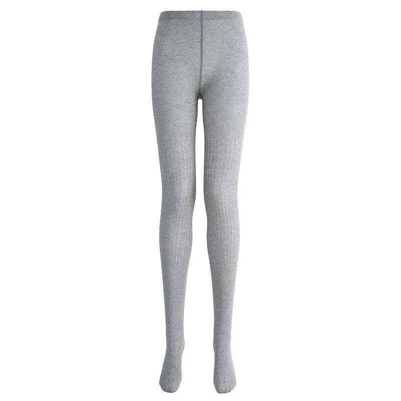 Sheer vertical-stripe tights in light grey, flat lay front view