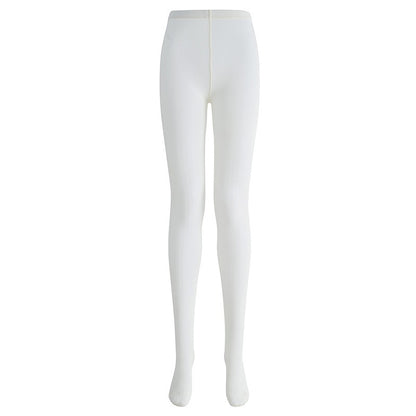 Sheer vertical-stripe tights in white, flat lay front view