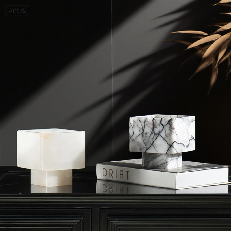 Square Marble Art Vase Small-Grainvity