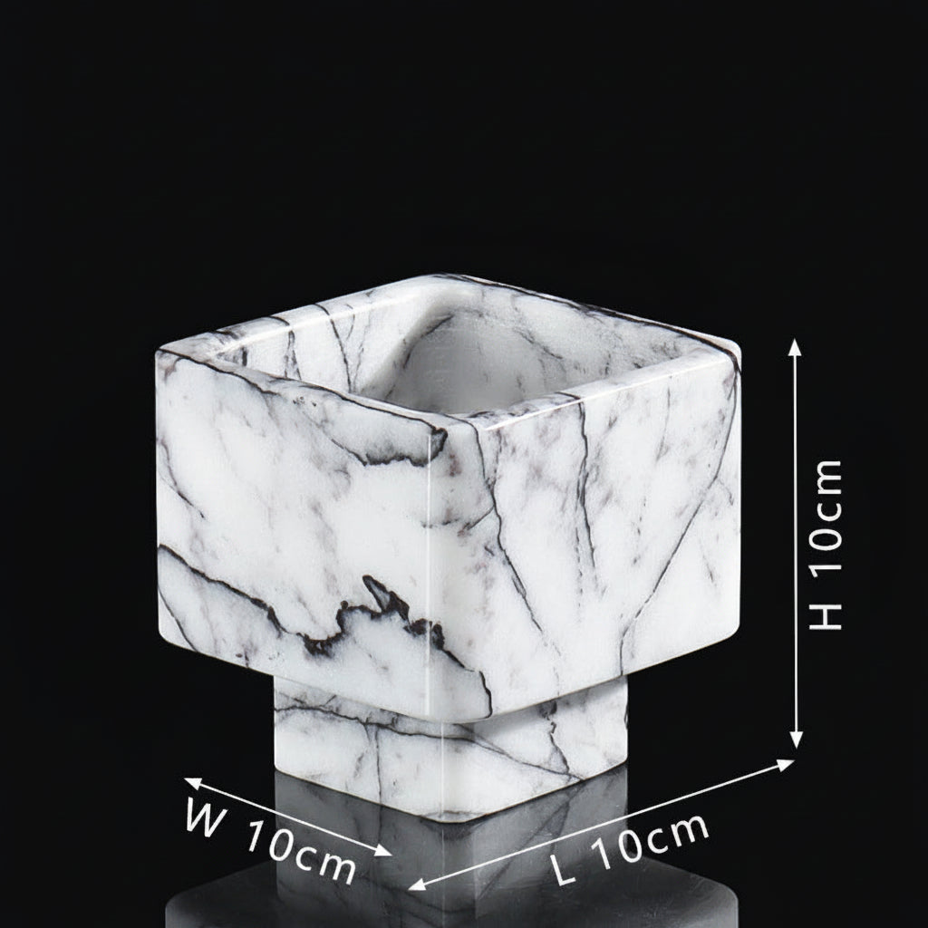 Square Marble Art Vase Small-Grainvity