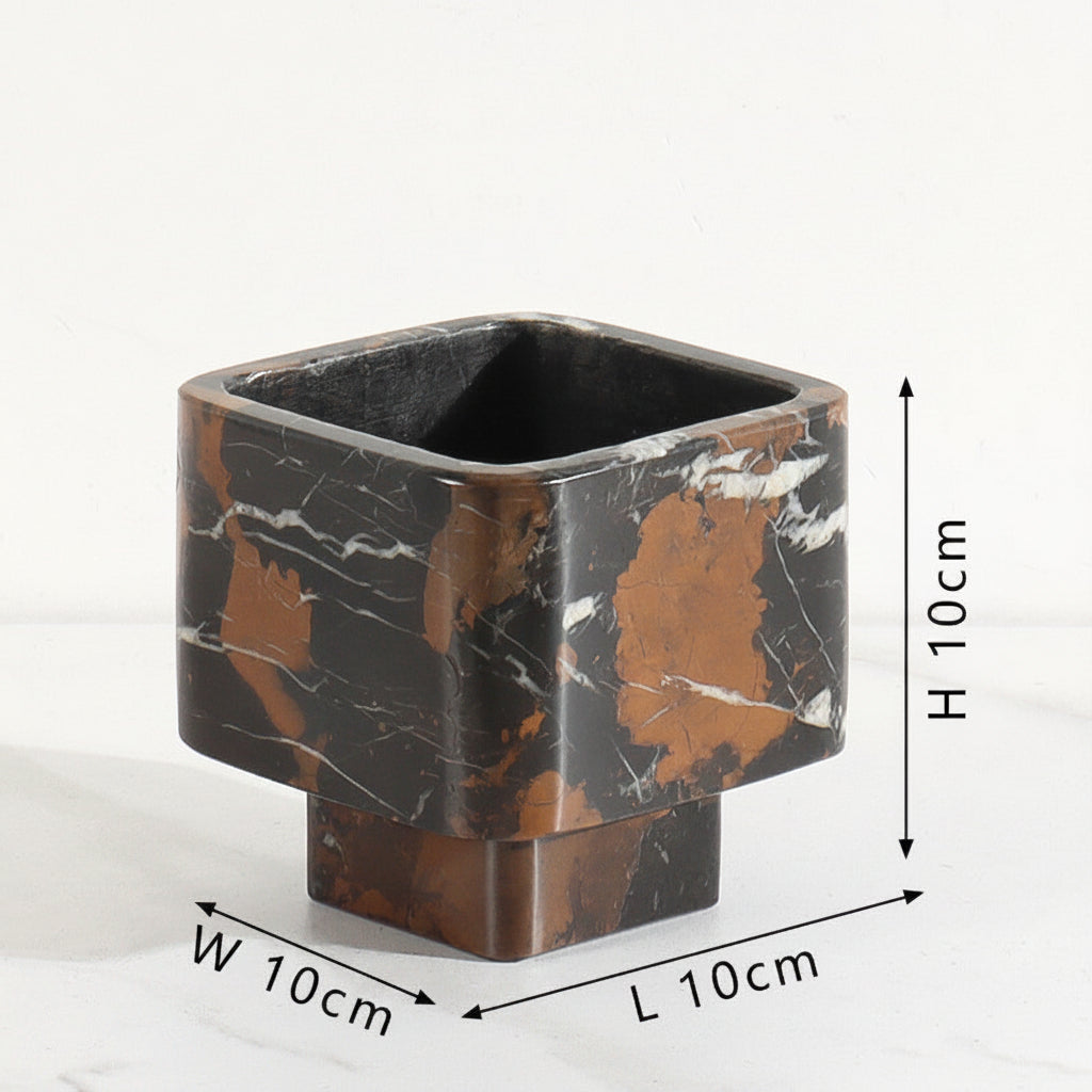 Square Marble Art Vase Small-Grainvity