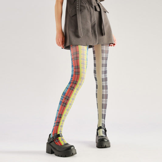 Colorful Tartan Tights Women's Fancy Dress Costume Accessories, Perfect for Parties, Office, Street Fashion, and Daily Wear