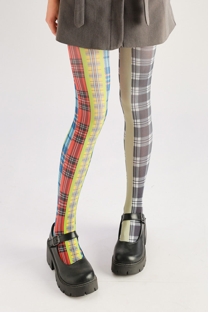 Colorful Tartan Tights Women's Fancy Dress Costume Accessories, Perfect for Parties, Office, Street Fashion, and Daily Wear