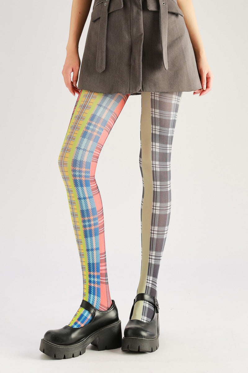 Colorful Tartan Tights Women's Fancy Dress Costume Accessories, Perfect for Parties, Office, Street Fashion, and Daily Wear