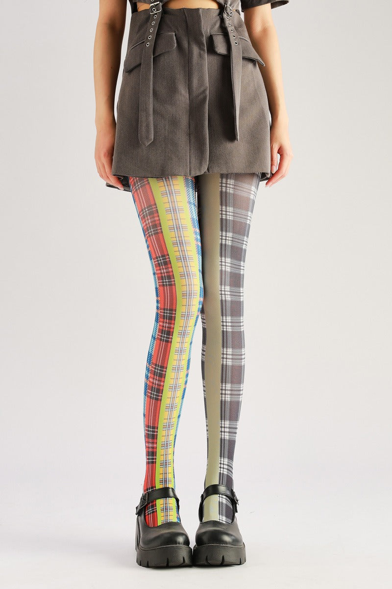 Colorful Tartan Tights Women's Fancy Dress Costume Accessories, Perfect for Parties, Office, Street Fashion, and Daily Wear