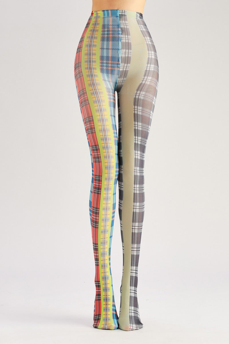 Colorful Tartan Tights Women's Fancy Dress Costume Accessories, Perfect for Parties, Office, Street Fashion, and Daily Wear