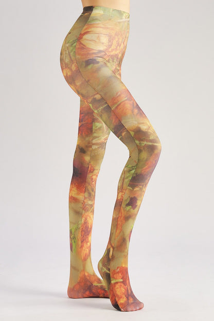 Floral Oil Painting Tights with high elasticity and compression,shaping fit and ideal for weddings, parties, ethnic outfits, and street fashion