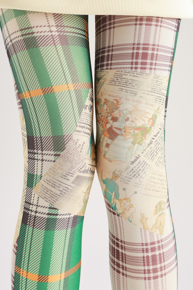 Vintage Plaid Cartoon Women Tights Women's Fancy Dress Costume Accessories, Perfect for Parties, Office, Street Fashion, and Daily Wear