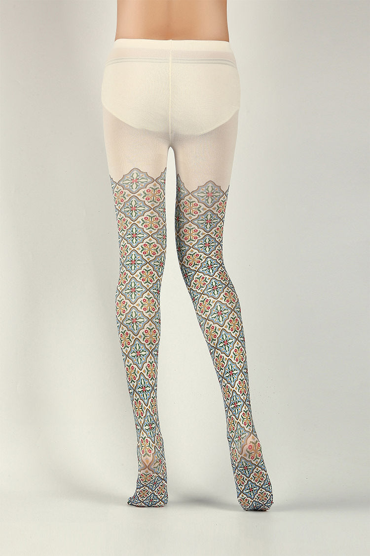 Victorian Retro Patterned Tights with high elasticity and compression,shaping fit and ideal for weddings, parties, ethnic outfits, and street fashion