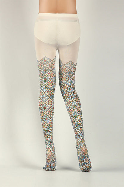 Victorian Retro Patterned Tights with high elasticity and compression,shaping fit and ideal for weddings, parties, ethnic outfits, and street fashion