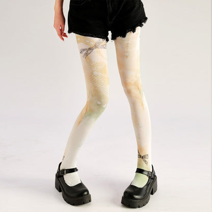 Pearl Lace Print Vintage Women Tights