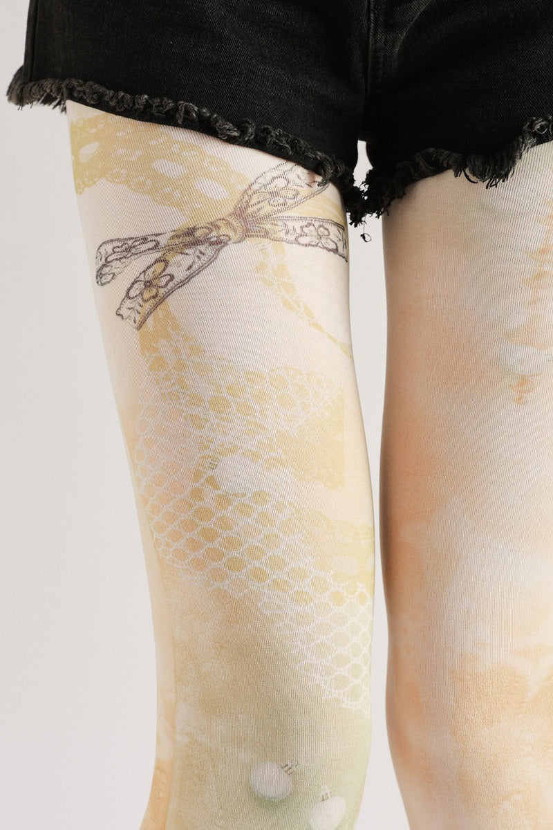 Pearl Lace Print Vintage Women Tights