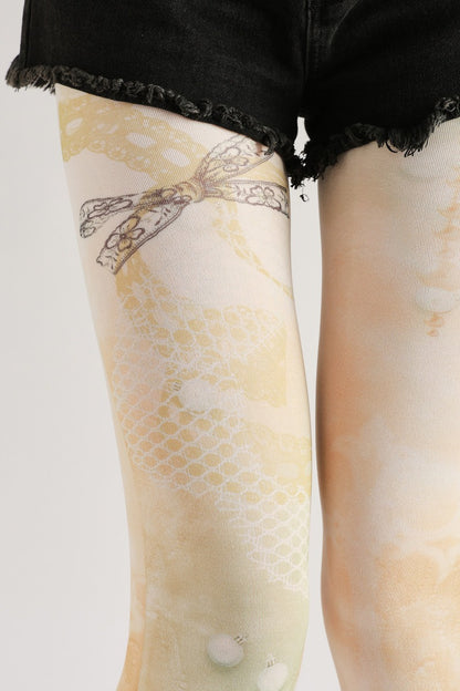 Pearl Lace Print Vintage Women Tights