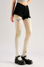 Pearl Lace Print Vintage Women Tights