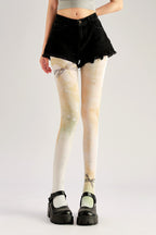 Pearl Lace Print Vintage Women Tights