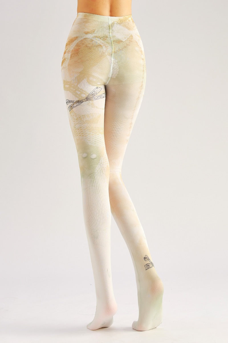 Pearl Lace Print Vintage Women Tights