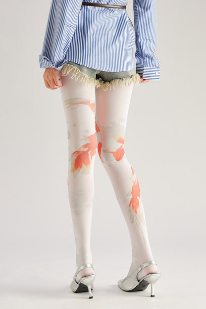 Chinese Vintage Style Koi Fish Tights