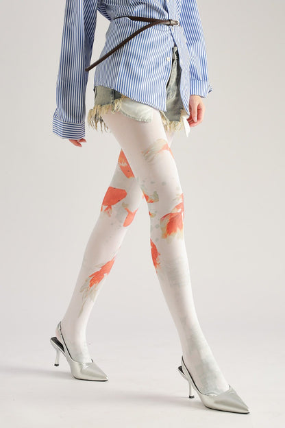 Chinese Vintage Style Koi Fish Tights