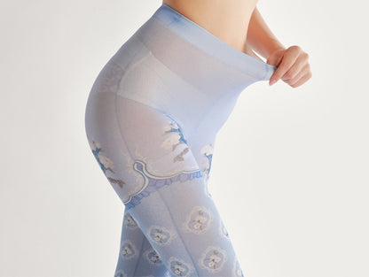Small White Floral Tights with high elasticity and compression,shaping fit and ideal for weddings, parties, ethnic outfits, and street fashion