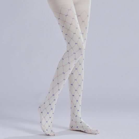 White Bow Fishnet Tights by Grainvity