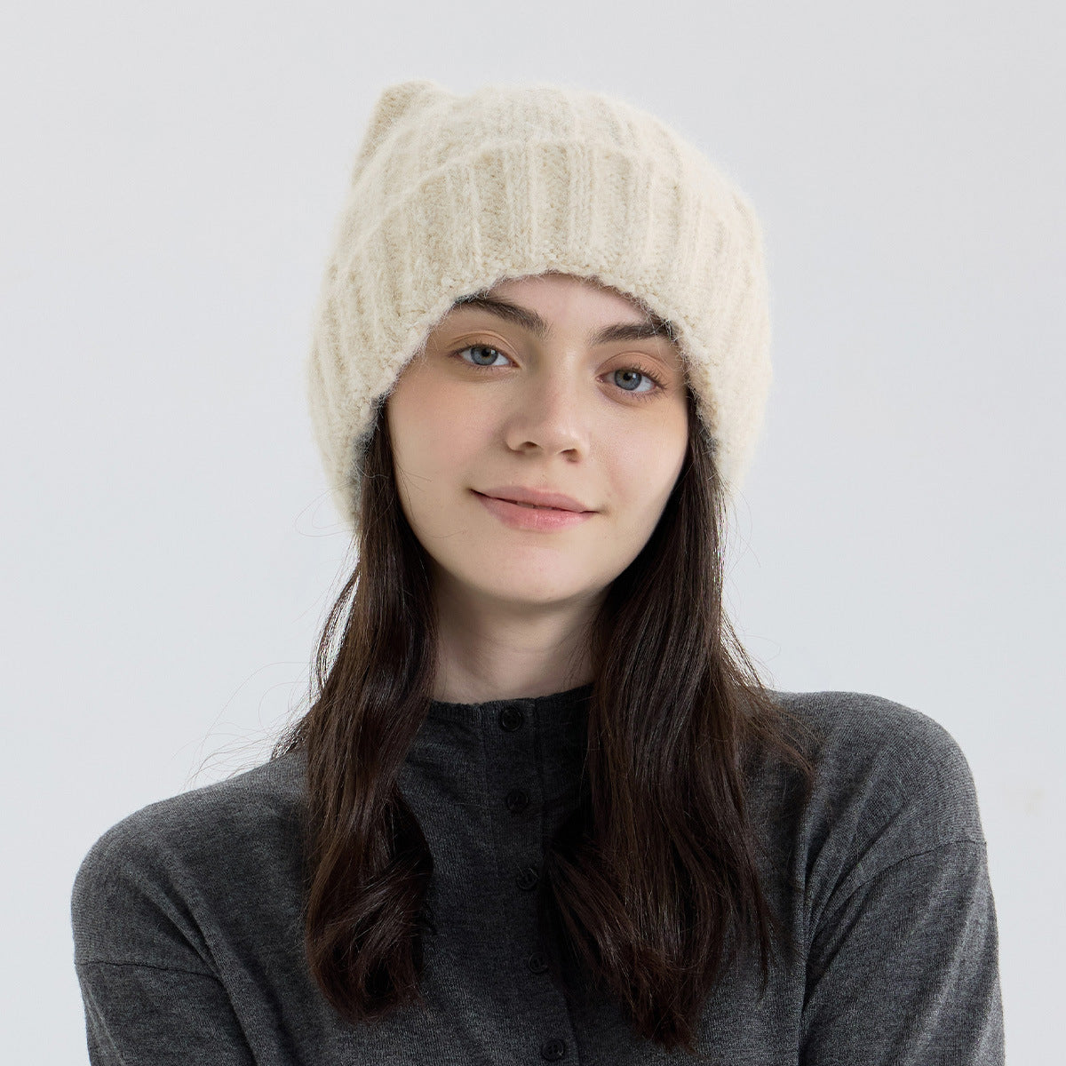 White women kitty cap cat hat woolen in winter for warm