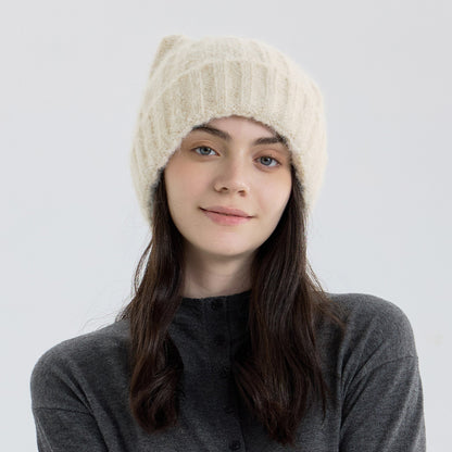 White women kitty cap cat hat woolen in winter for warm