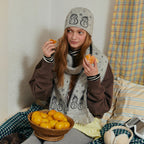 women Snowman Hat gray Color with scarf for winter 2