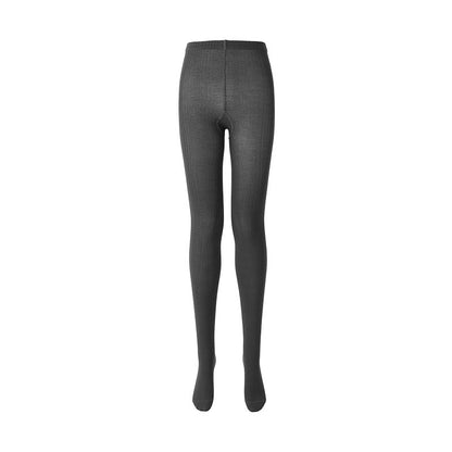 Women's knitted wool-blend tights in grey, flat lay front view