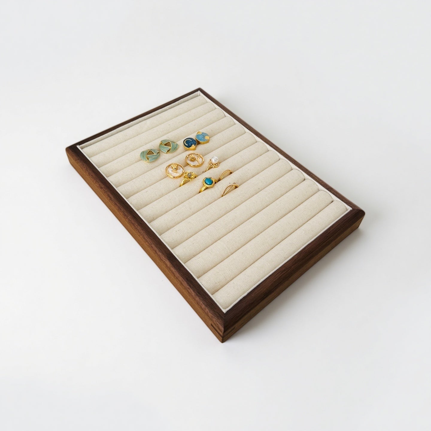 wood ring and earring display tray