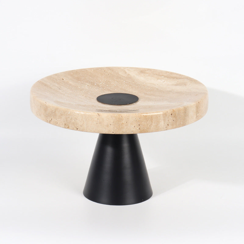 Yellow Travertine Round Display Tray-Grainvity