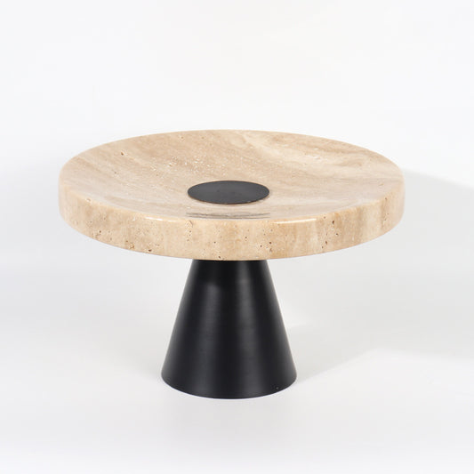 Yellow Travertine Round Display Tray-Grainvity