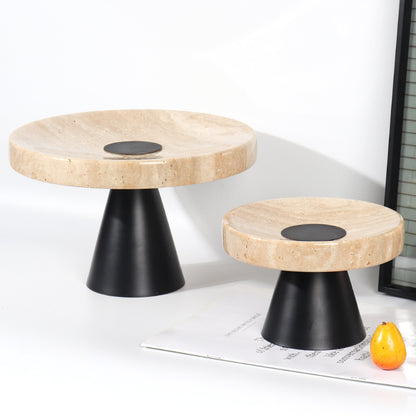 Yellow Travertine Round Display Tray-Grainvity