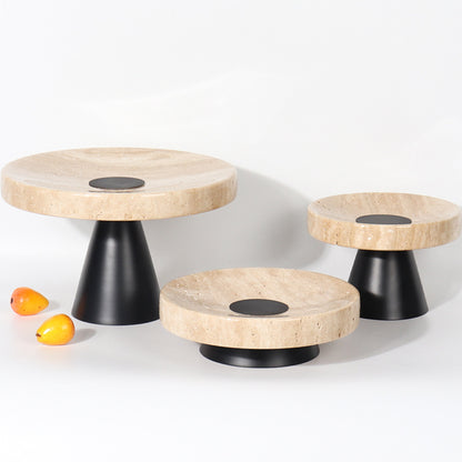 Yellow Travertine Round Display Tray-Grainvity
