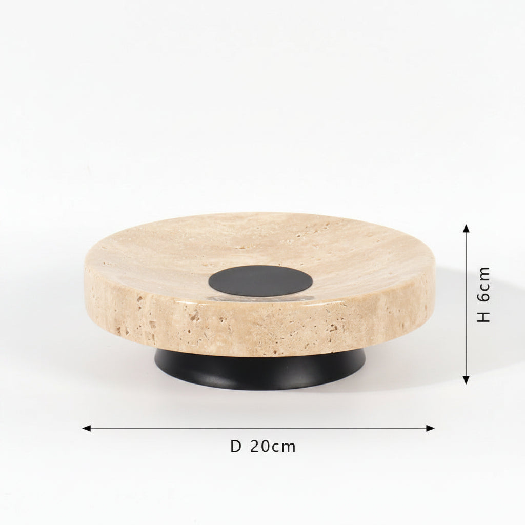 Yellow Travertine Round Display Tray-Grainvity