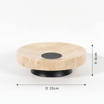 Yellow Travertine Round Display Tray-Grainvity