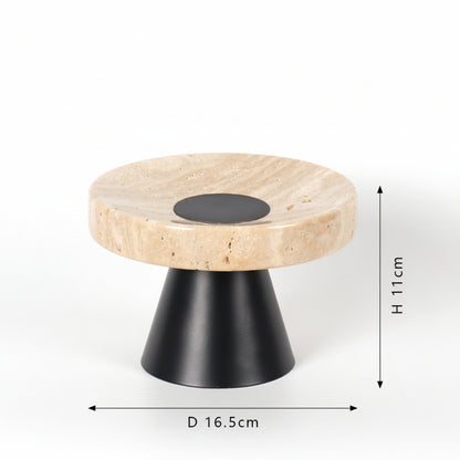 Yellow Travertine Round Display Tray-Grainvity