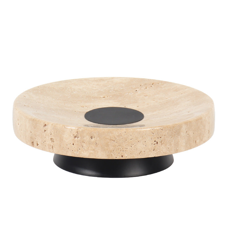Yellow Travertine Round Display Tray-Grainvity