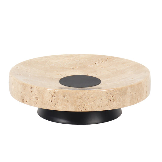 Yellow Travertine Round Display Tray-Grainvity